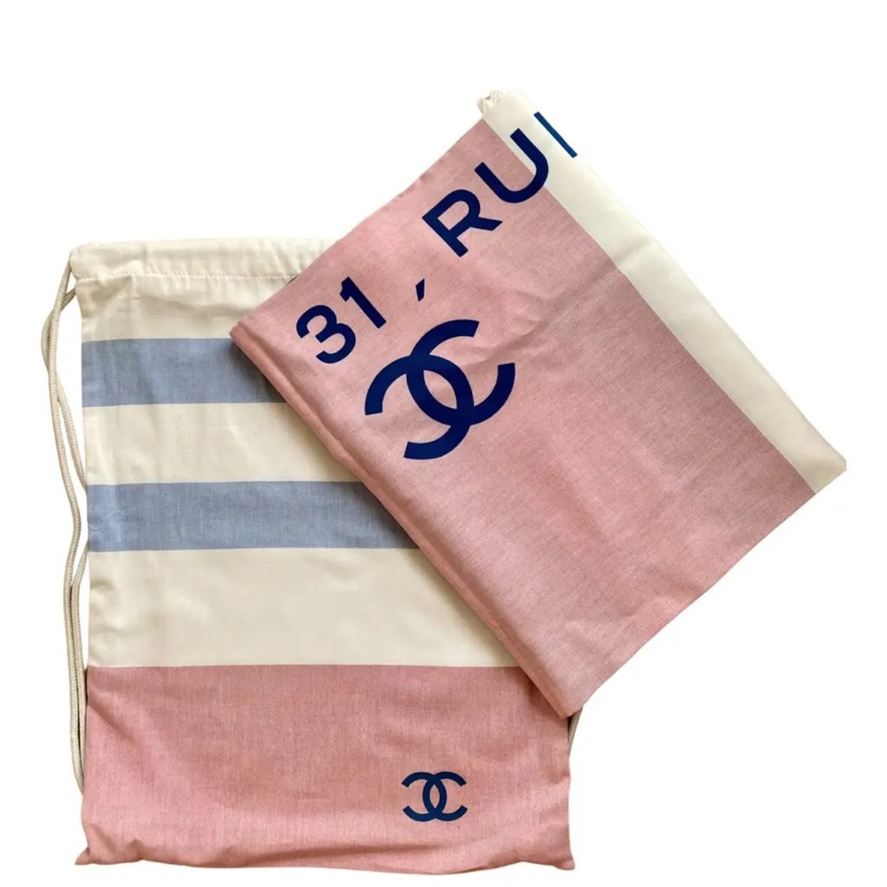 CHANEL beach towel/ SARONG and matching drawstring bag set